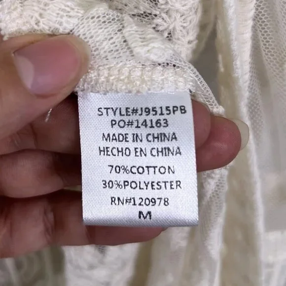 Entro White Sheer Boho Embroidered Lace Kimono Jacket Blouse M Cottagecore - Picture 6 of 15